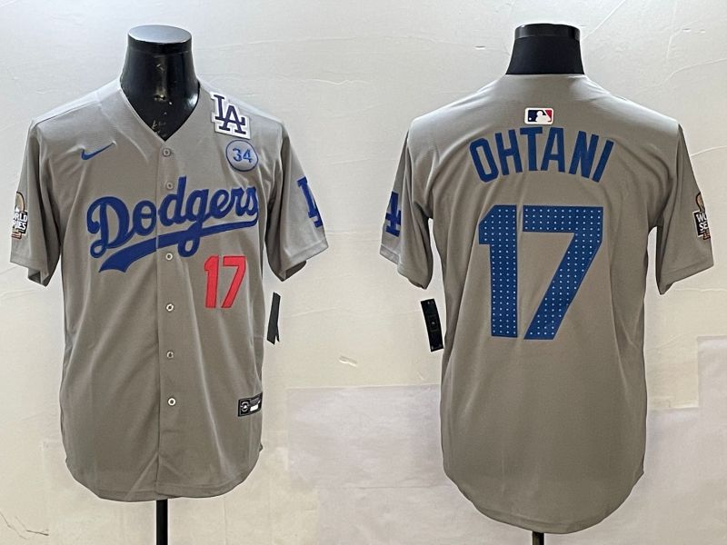 Men Los Angeles Dodgers 17 Ohtani Grey Fashion 2025 Nike MLB Jersey style 2